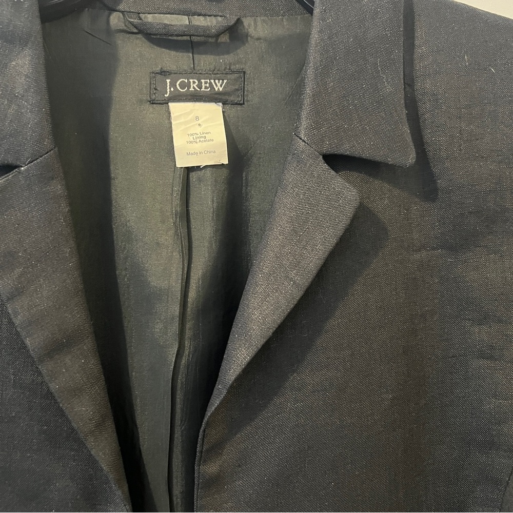 J Crew Black Linen Button Down Blazer, Lightweight, Size 8 - Picture 6 of 7